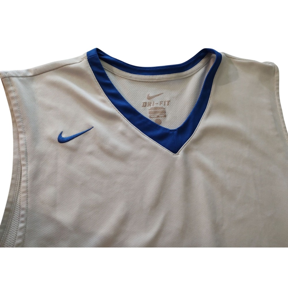 Nike Basketball Jersey Shirt Dri Fit 626671 White and Blue Mens Extra Large
